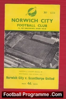 Norwich City v Scunthorpe United 1961