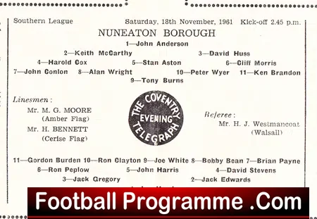 Nuneaton Borough v Ashford Town 1961