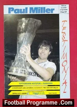 Paul Miller Football Testimonial Benefit Tottenham 1986 – Signed