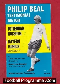 Philip Beal Football Testimonial Tottenham Hotspur Spurs 1973