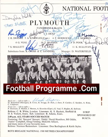 Plymouth v Merseyside 1975 – National Football Cup Final Signed
