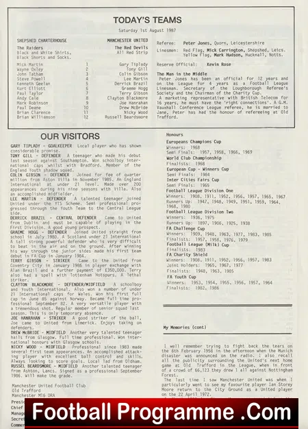 Shepshed Charter House v Manchester United 1987 – Friendly Match