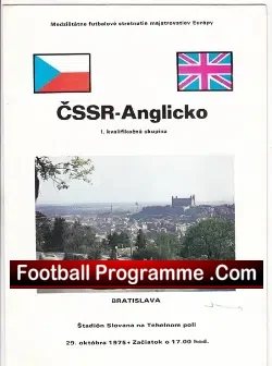 Slovan Bratislava v England 1975 - football programme