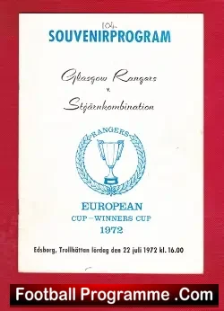 Stjarnkombination v Glasgow Rangers 1972 - Pre Season Friendly - football programme