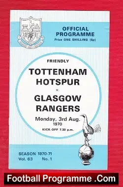 Tottenham Hotspur v Glasgow Rangers 1970