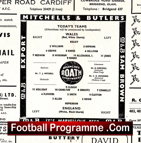 Wales v England 1959 – Brian Clough 1st Match