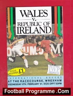 Wales v Ireland 1991 - at The Racecourse - Wrexham - football programme
