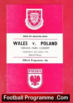 Wales v Poland 1973 – World Cup Qualifying at Cardiff