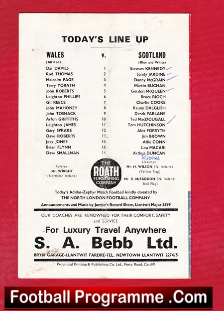Wales v Scotland 1975 – International Championship