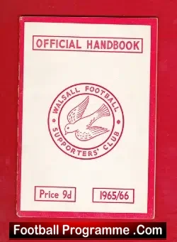 Walsall Football Club Official Handbook 1965 - 1966 - football memorabilia