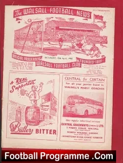 Walsall v Aldershot 1958 - Multi Autographed Signed - football programme