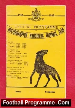 Wolves Wolverhampton v Coventry City 1966 - Autographed Signed - football programme