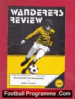 Wolves Wolverhampton v Derby County 1985 - Autographed Signed - football programme