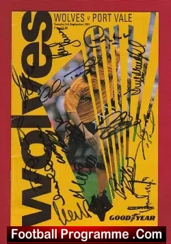Wolves Wolverhampton v Port Vale 1991 - Multi Autographs - football programme