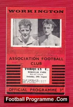 Workington v Torquay United 1959 – Signed Autographed