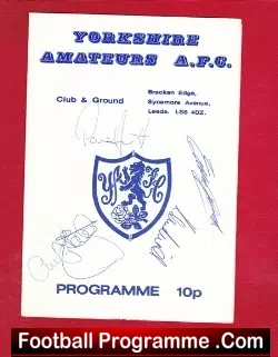 Yorkshire Amateurs v Leeds United 1988 Multi Signed Autographed - football programme