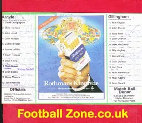 Plymouth Argyle v Gillingham 1980s Multi Signed Team Sheet