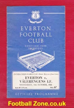 Everton v Valerengens 1964 - Inter Cities Cup - Norway