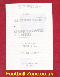 Altrincham v Manchester United 1989 Friendly Match at Moss Lane