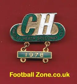Cradley Heath Speedway Badge 1978 + Year Bar- Heathens