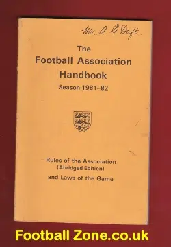 Football Association Rules Laws Handbook 1981 - 1982