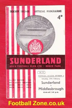 Sunderland v Middlesbrough 1960 - to clear