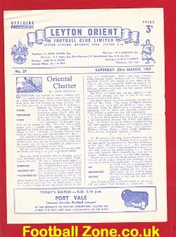 Leyton Orient v Port Vale 1957