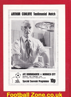 Arthur Cunliffe Testimonial Benefit Match Bournemouth 1976