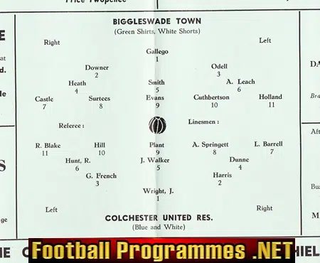 Biggleswade Town v Colchester Reserves 1955