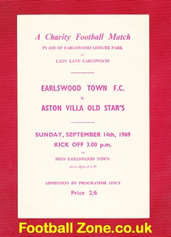 Earlswood Town v Aston Villa 1969 – Charity Match