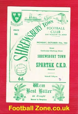 Shrewsbury Town v Spartak CKD 1964 – Prague