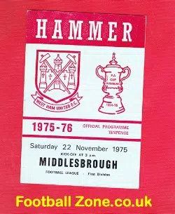 West Ham United v Middlesbrough 1975