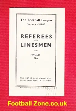 Referee Linesmen Football League Rules Laws Handbook 1945 - 1946