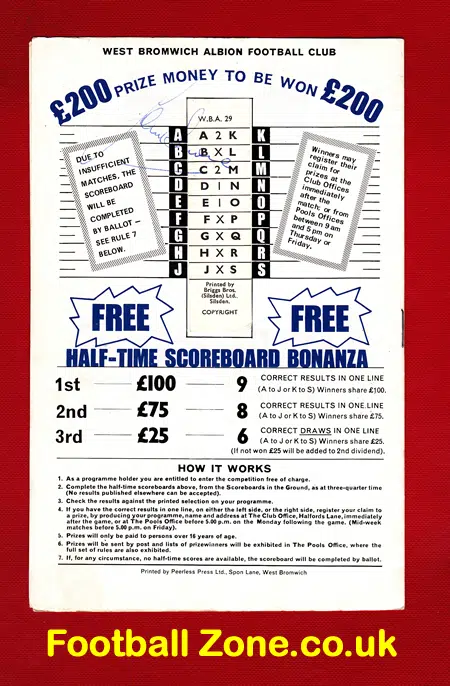 West Bromwich Albion v Ipswich Town 1969 - Multi Autographed