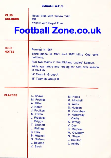 EMGALS Ladies Womens Football Tournament – Womens Football Leicester 1974