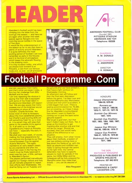 Aberdeen v Glasgow Celtic 1980 – Multi Autographs Signed