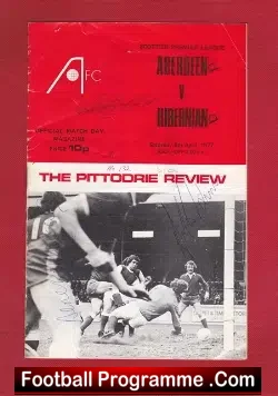 Aberdeen v Hibernian Hibs 1977 – Multi Autographed SIGNED