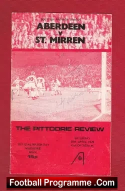 Aberdeen v St Mirren 1979 – Multi Autographed SIGNED