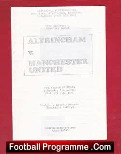 Altrincham v Manchester United 1989 Friendly Match at Moss Lane