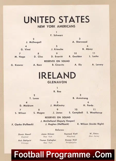 Americans v Glenavon 1960 – Roosevelt Stadium USA