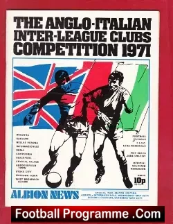 Anglo Italian Inter League Competition 1971 - WBA - football programme