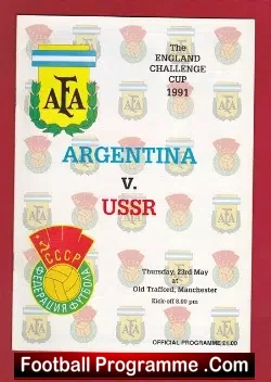 Argentina v Russia 1991 - Challenge Cup at Old Trafford - football programme