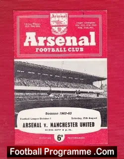 Arsenal v Manchester United 1962 - football programme