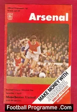 Arsenal v Manchester United 1978 - football programme
