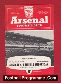 Arsenal v Sheffield Wednesday 1963 - football programme