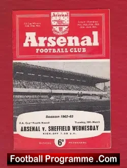 Arsenal v Sheffield Wednesday 1963 - football programme