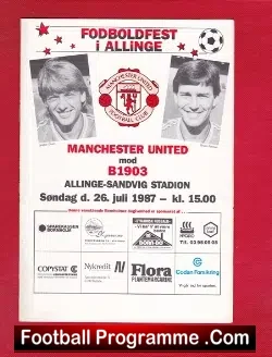 B1903 v Manchester United 1987 - Boldklubben 1903 Denmark - football programme
