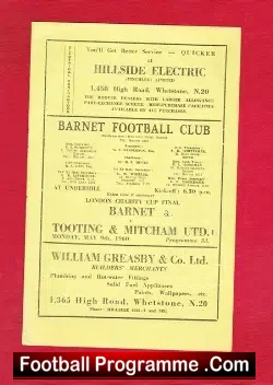 Barnet v Tooting Mitcham United 1960