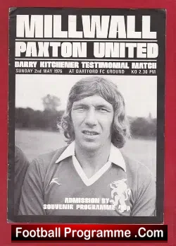 Barry Kitchener Testimonial Benefit Match Millwall 1975 - football programme