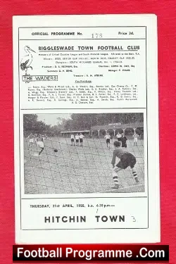 Biggleswade Town v Hitchin Town 1955 - football programme
